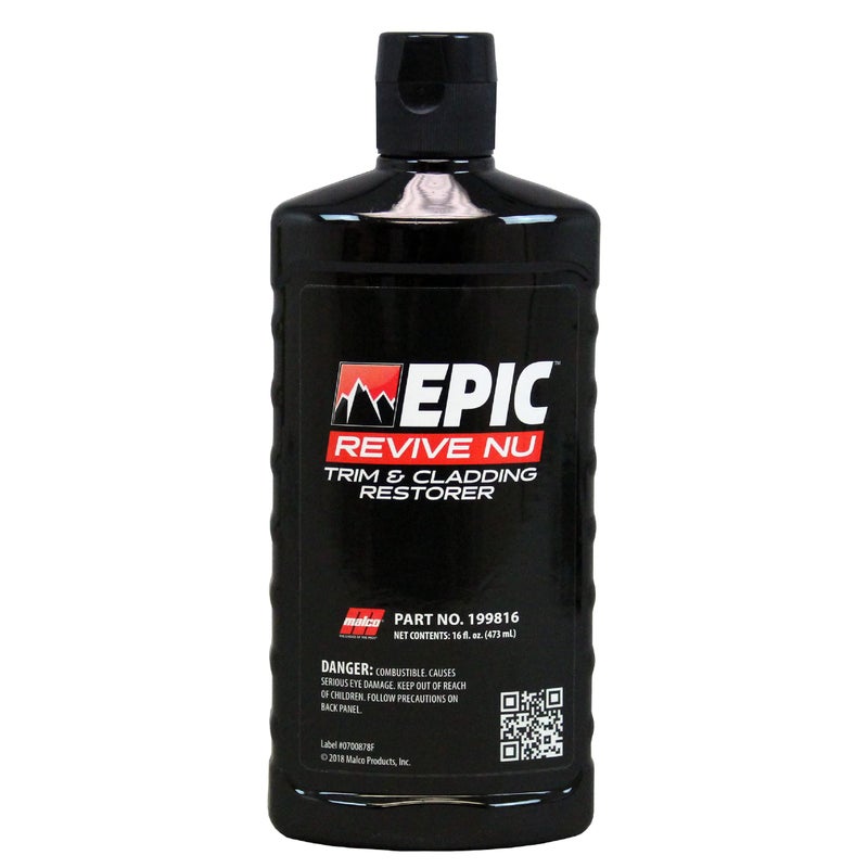 Malco Epic Revive Nu Plastic Trim & Cladding Restorer - Restores Faded and Dried Out Plastic/Vinyl and Rubber Back to Black or Gray Finish / 16 Oz (199816) - Image 1